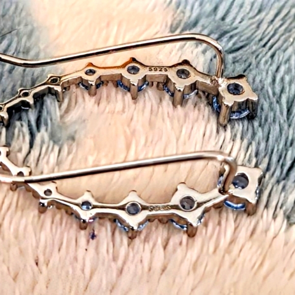 Dainty Dazzling Genuine Aquamarine Silver Earrings - Picture 3 of 6